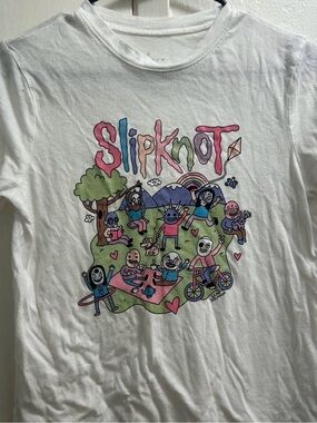 Kids' White Graphic Tee - Pastel Band Picnic Design